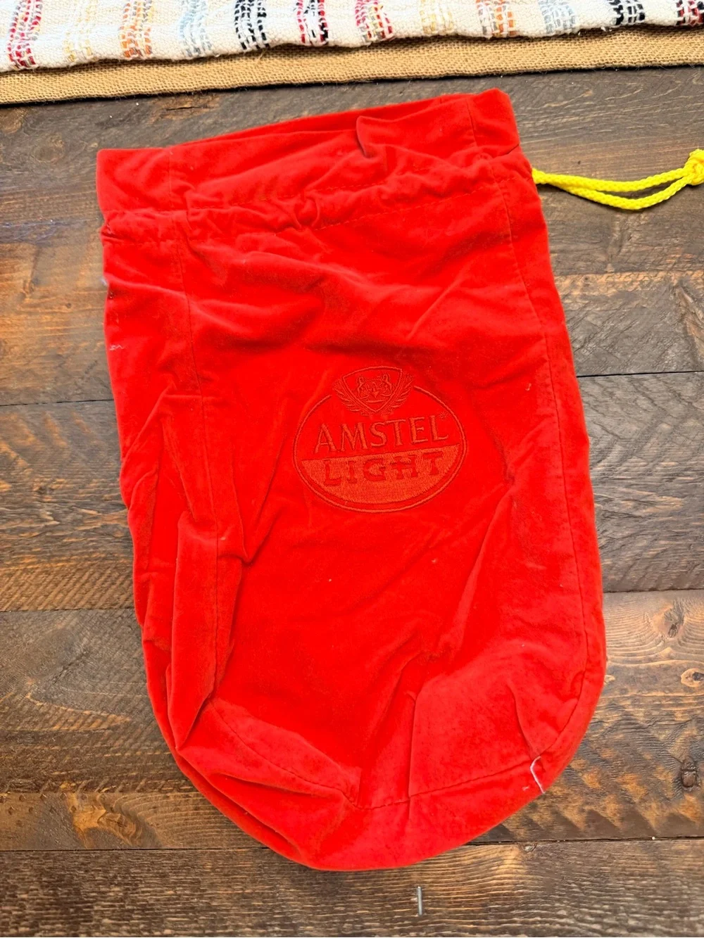 Vintage Amstel Light Beer Red Velour Velvet Drawstring Ditty Bag Collectible